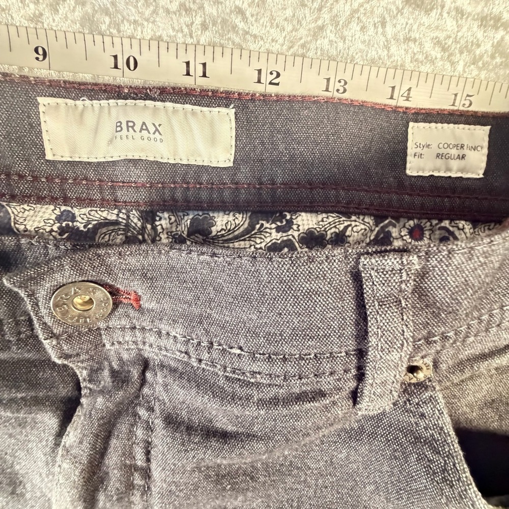 Brax Cooper Fancy Pants Mens 38x24 Gray Excellent Regular Fit 5-Pocket Trousers - Picture 3 of 10